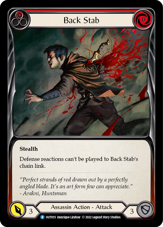Flesh and Blood TCG | Back Stab (Red) [OUT015] (Outsiders)  Rainbow Foil | The Nerd Merchant