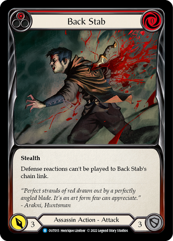 Flesh and Blood TCG | Back Stab (Red) [OUT015] (Outsiders)  Rainbow Foil | The Nerd Merchant