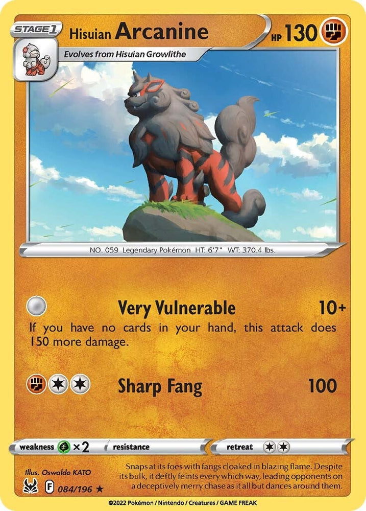 Pokemon | Hisuian Arcanine (084/196) [Sword & Shield: Lost Origin] | The Nerd Merchant