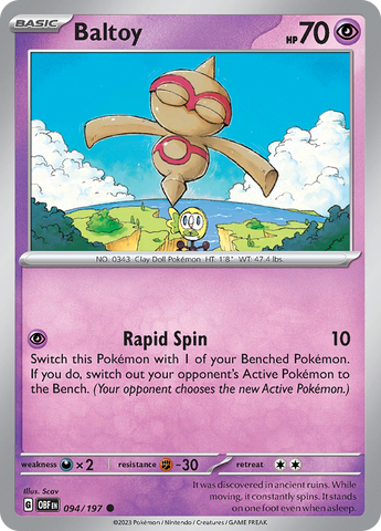 Pokemon | Baltoy (094/197) [Scarlet & Violet: Obsidian Flames] | The Nerd Merchant