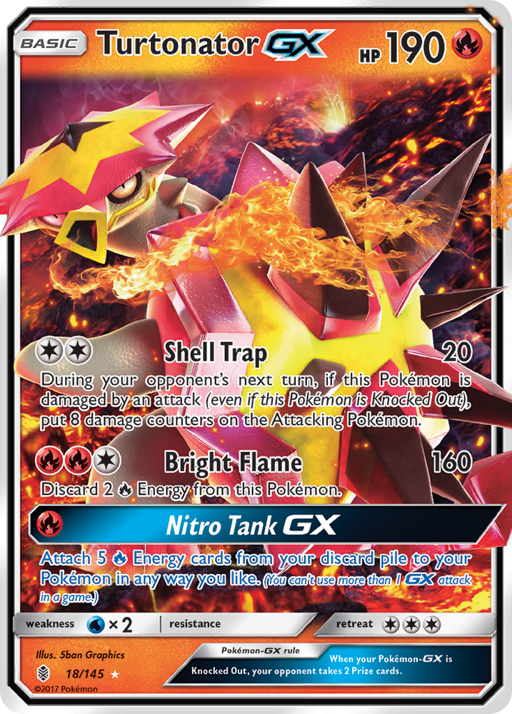 Pokemon | Turtonator GX (18/145) [Sun & Moon: Guardians Rising] | The Nerd Merchant