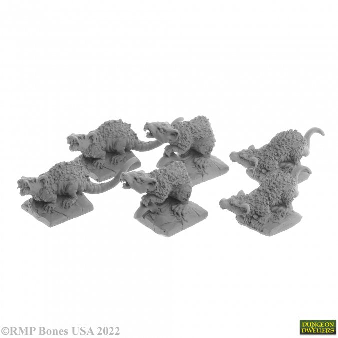 Reaper 07031: Giant Tomb Rats (6) Dungeon Dwellers