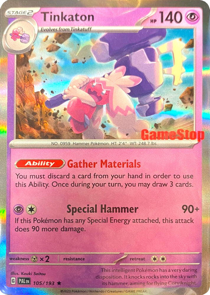 Pokemon | Tinkaton (105/193) (GameStop) [Scarlet & Violet: Paldea Evolved] | The Nerd Merchant