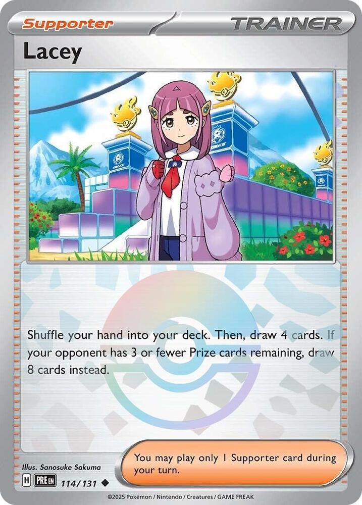 Pokemon | Lacey (114/131) (Poke Ball Pattern) [Scarlet & Violet: Prismatic Evolutions] | The Nerd Merchant