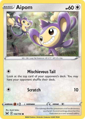 Pokemon | Aipom (144/196) [Sword & Shield: Lost Origin] | The Nerd Merchant