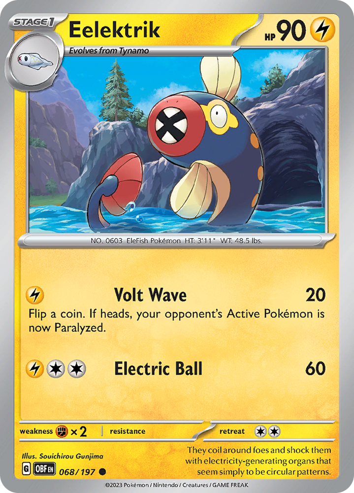 Pokemon | Eelektrik (068/197) [Scarlet & Violet: Obsidian Flames] | The Nerd Merchant