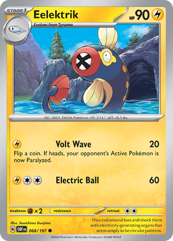 Pokemon | Eelektrik (068/197) [Scarlet & Violet: Obsidian Flames] | The Nerd Merchant