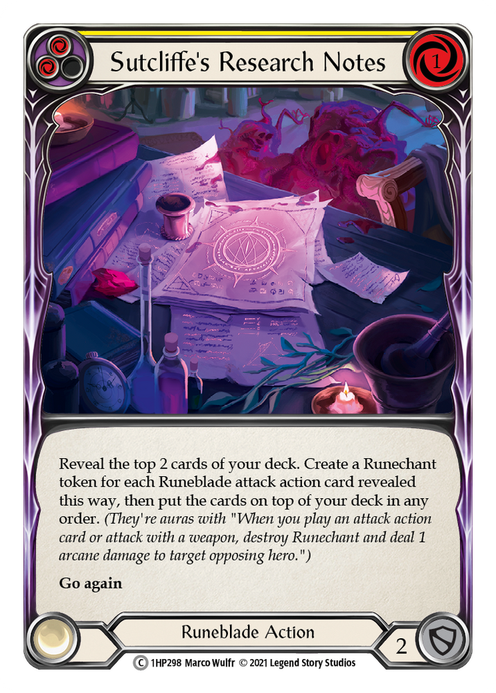 Flesh and Blood TCG | Sutcliffe's Research Notes (Yellow) [1HP298] (History Pack 1) | The Nerd Merchant