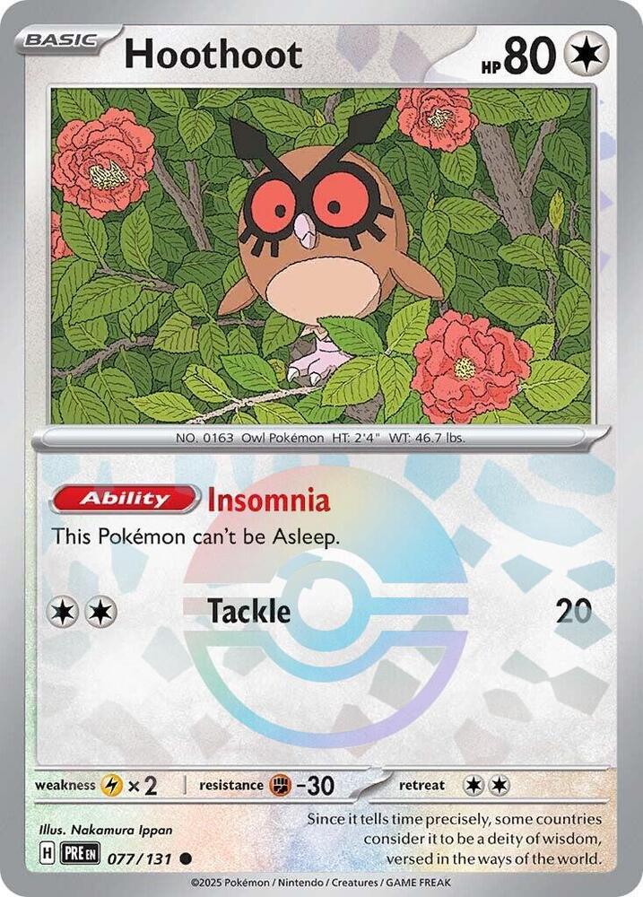 Pokemon | Hoothoot (077/131) (Poke Ball Pattern) [Scarlet & Violet: Prismatic Evolutions] | The Nerd Merchant