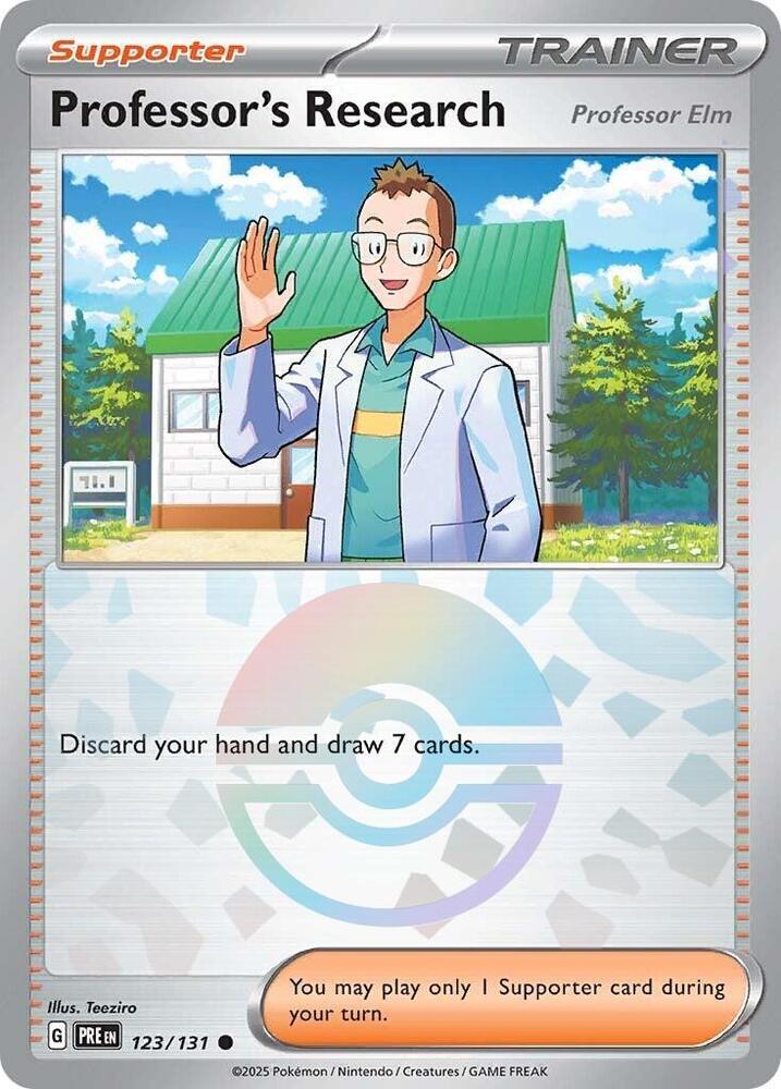 Pokemon | Professor's Research (123/131) [Professor Elm] (Poke Ball Pattern) [Scarlet & Violet: Prismatic Evolutions] | The Nerd Merchant