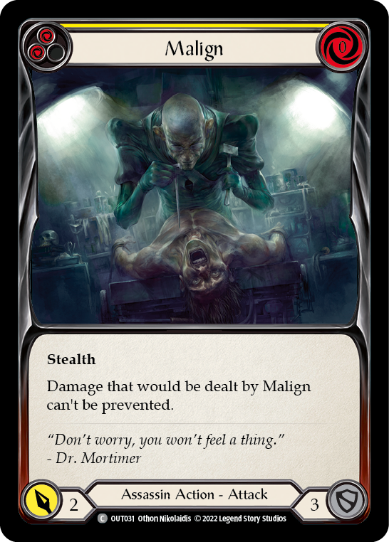 Flesh and Blood TCG | Malign (Yellow) [OUT031] (Outsiders) | The Nerd Merchant