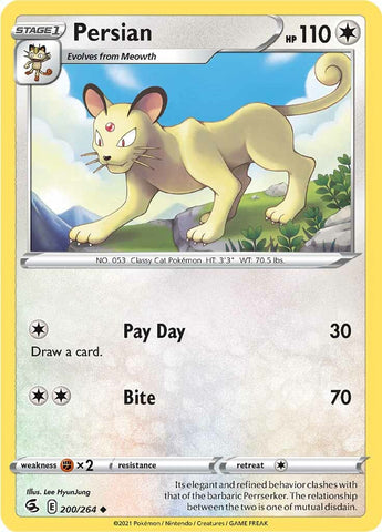 Pokemon | Persian (200/264) [Sword & Shield: Fusion Strike] | The Nerd Merchant