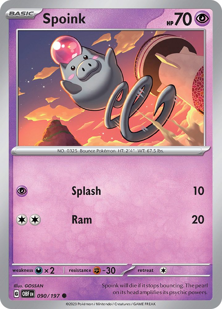 Pokemon | Spoink (090/197) [Scarlet & Violet: Obsidian Flames] | The Nerd Merchant