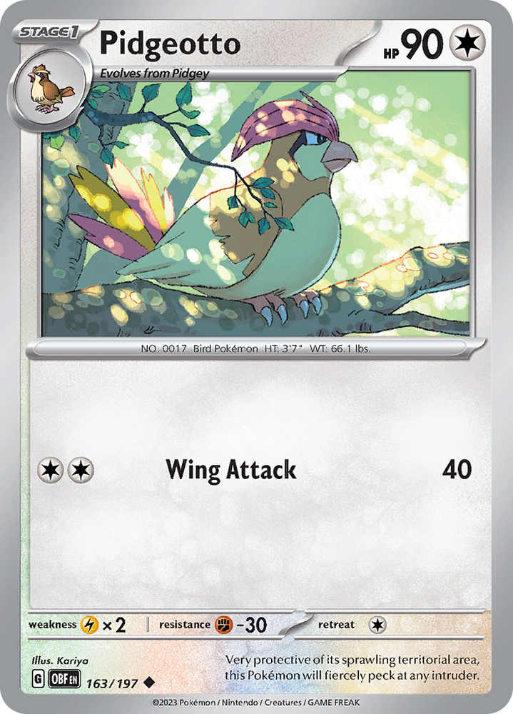 Pokemon | Pidgeotto (163/197) [Scarlet & Violet: Obsidian Flames] | The Nerd Merchant