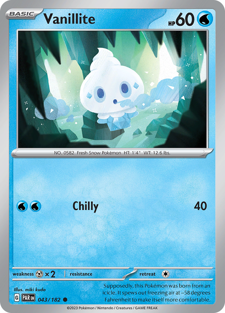 Pokemon | Vanillite (043/182) [Scarlet & Violet: Paradox Rift] | The Nerd Merchant