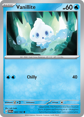 Pokemon | Vanillite (043/182) [Scarlet & Violet: Paradox Rift] | The Nerd Merchant