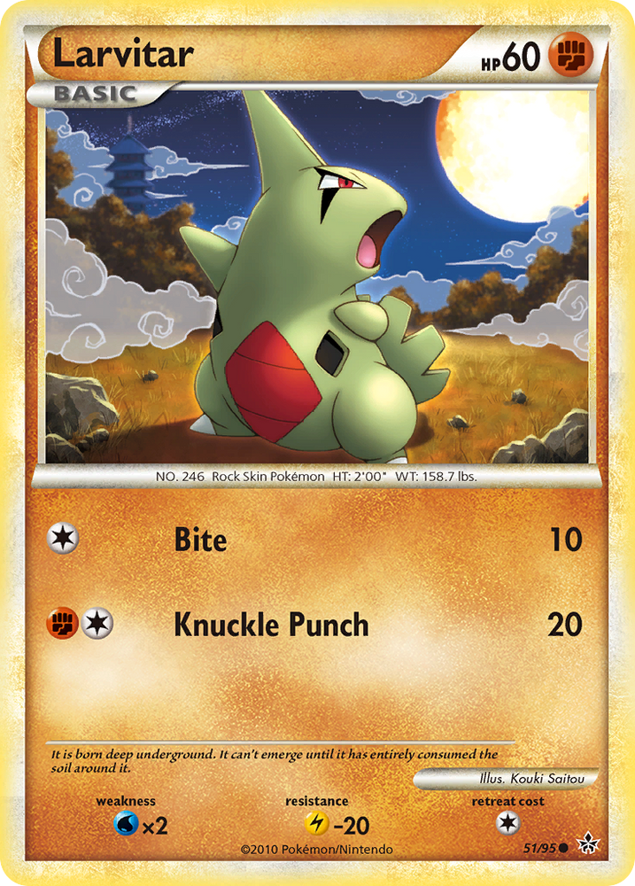Pokemon | Larvitar (51/95) [HeartGold & SoulSilver: Unleashed] | The Nerd Merchant