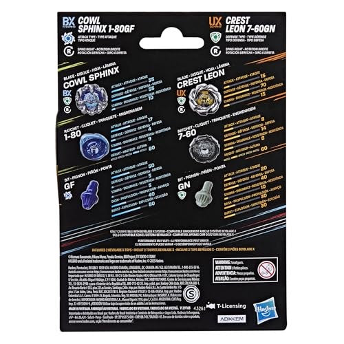 Beyblade X Cowl Sphinx 1-80GF & Crest Leon 7-60GN Dual Pack