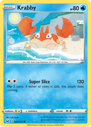 Pokemon | Krabby (043/202) [Sword & Shield: Base Set] | The Nerd Merchant