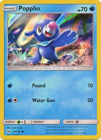 Pokemon | Popplio (39/149) (Water Web Holo) [Sun & Moon: Base Set] | The Nerd Merchant