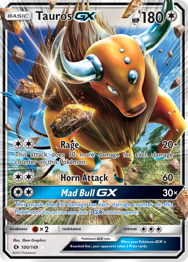 Pokemon | Tauros GX (100/149) [Sun & Moon: Base Set] | The Nerd Merchant