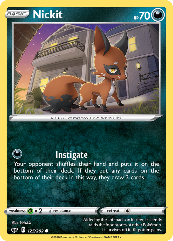 Pokemon | Nickit (125/202) [Sword & Shield: Base Set] | The Nerd Merchant