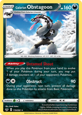 Pokemon | Galarian Obstagoon (119/202) [Sword & Shield: Base Set] | The Nerd Merchant