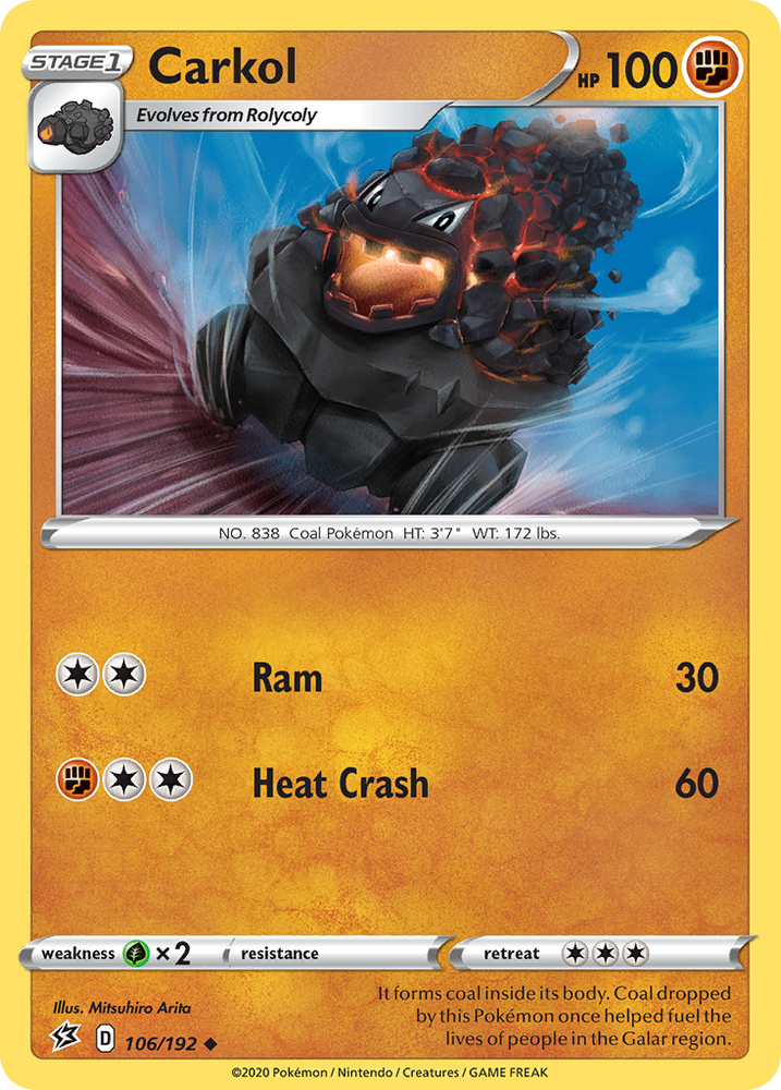 Pokemon | Carkol (106/192) [Sword & Shield: Rebel Clash] | The Nerd Merchant