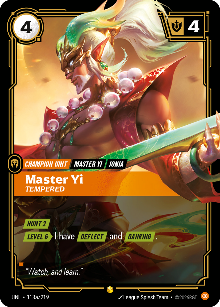 Master Yi - Tempered (Alternate Art) (Foil) - Unleashed (113a/219)