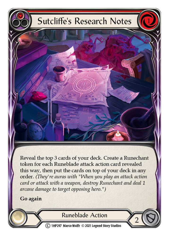Flesh and Blood TCG | Sutcliffe's Research Notes (Red) [1HP297] (History Pack 1) | The Nerd Merchant