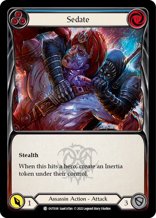 Flesh and Blood TCG | Sedate (Blue) [OUT038] (Outsiders)  Rainbow Foil | The Nerd Merchant