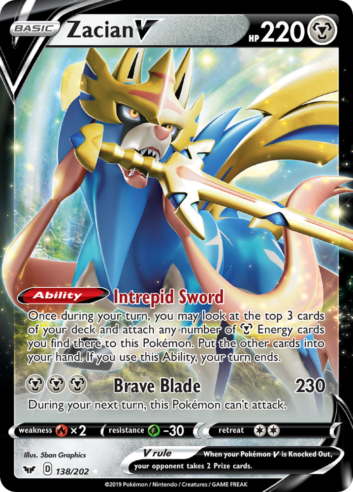 Pokemon | Zacian V (138/202) [Sword & Shield: Base Set] | The Nerd Merchant