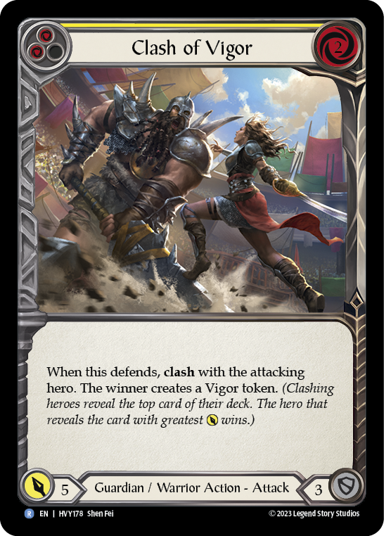 Flesh and Blood TCG | Clash of Vigor (Yellow) [HVY178] (Heavy Hitters)  Rainbow Foil | The Nerd Merchant