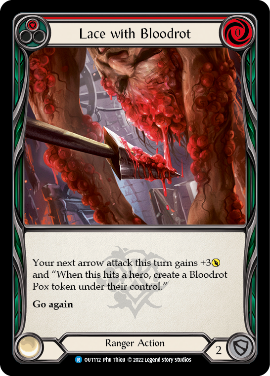 Flesh and Blood TCG | Lace with Bloodrot (Red) [OUT112] (Outsiders)  Rainbow Foil | The Nerd Merchant