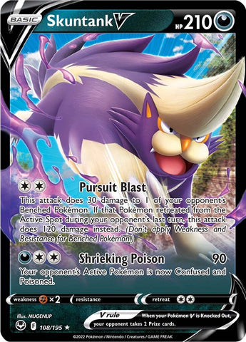 Pokemon | Skuntank V (108/195) [Sword & Shield: Silver Tempest] | The Nerd Merchant