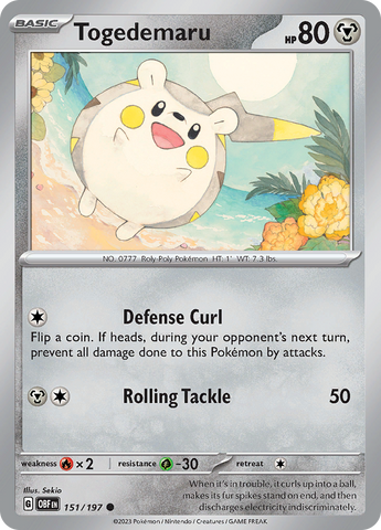 Pokemon | Togedemaru (151/197) [Scarlet & Violet: Obsidian Flames] | The Nerd Merchant