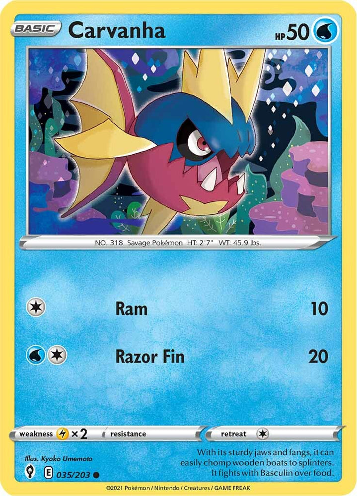 Pokemon | Carvanha (035/203) [Sword & Shield: Evolving Skies] | The Nerd Merchant
