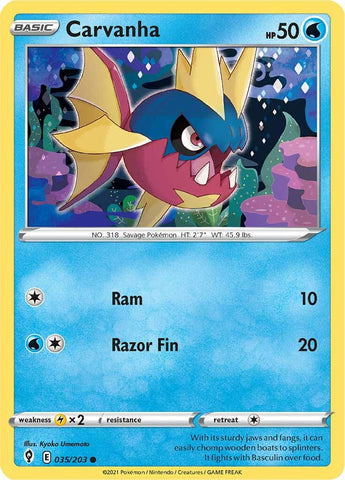 Pokemon | Carvanha (035/203) [Sword & Shield: Evolving Skies] | The Nerd Merchant