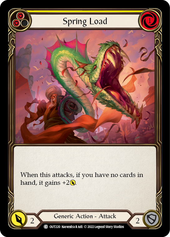 Flesh and Blood TCG | Spring Load (Yellow) [OUT220] (Outsiders)  Rainbow Foil | The Nerd Merchant