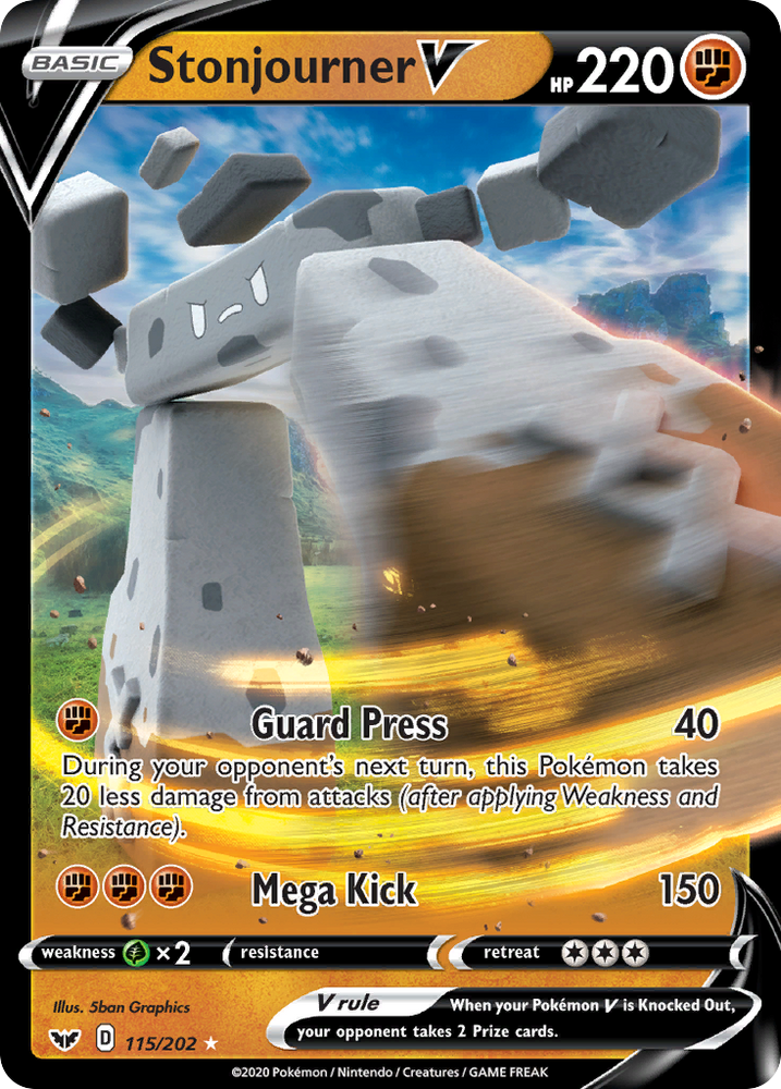 Pokemon | Stonjourner V (115/202) [Sword & Shield: Base Set] | The Nerd Merchant