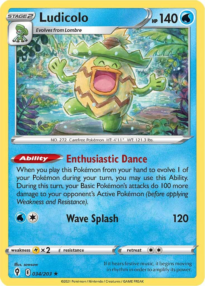 Pokemon | Ludicolo (034/203) [Sword & Shield: Evolving Skies] | The Nerd Merchant