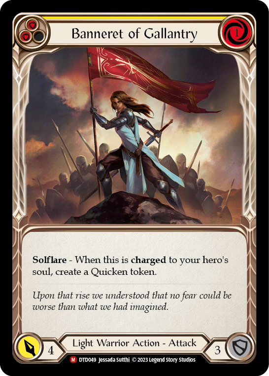 Flesh and Blood TCG | Banneret of Gallantry [DTD049] (Dusk Till Dawn)  Rainbow Foil | The Nerd Merchant