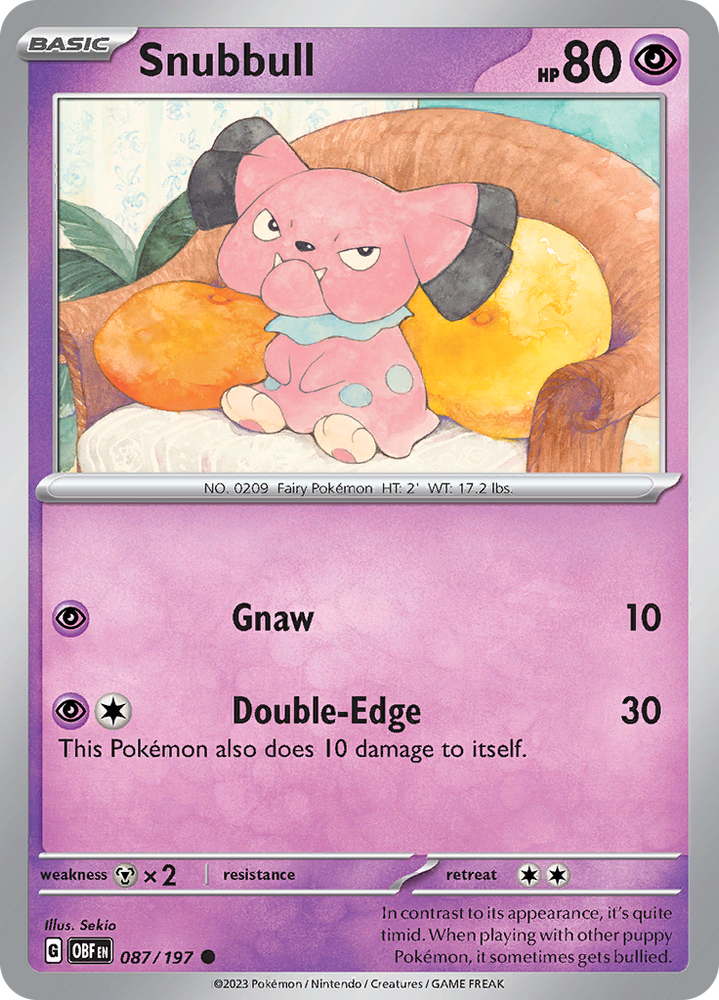 Pokemon | Snubbull (087/197) [Scarlet & Violet: Obsidian Flames] | The Nerd Merchant