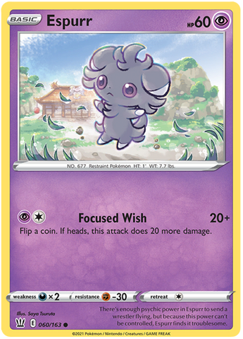 Pokemon | Espurr (060/163) [Sword & Shield: Battle Styles] | The Nerd Merchant