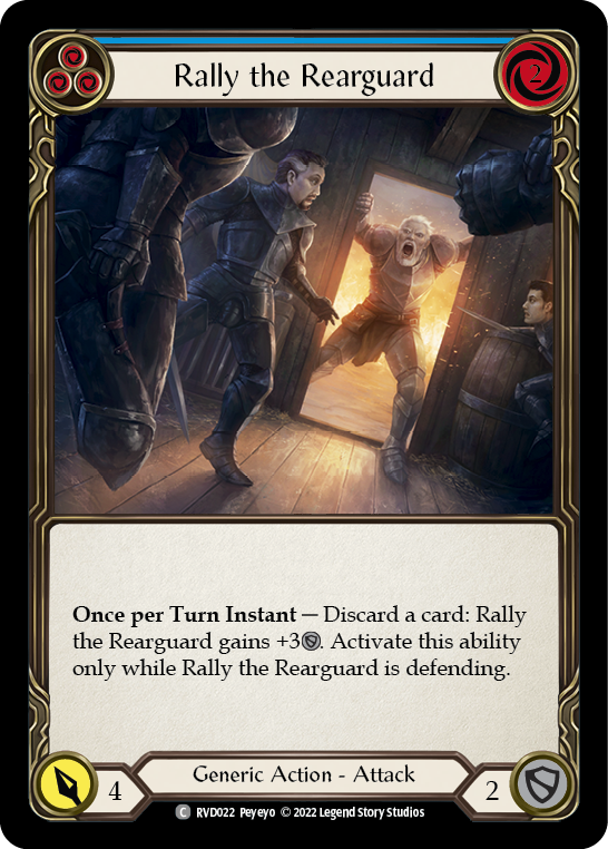 Flesh and Blood TCG | Rally the Rearguard (Blue) [RVD022] (Classic Battles: Rhinar vs Dorinthea) | The Nerd Merchant