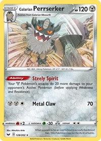 Pokemon | Galarian Perrserker (128/202) (Theme Deck Exclusive) [Sword & Shield: Base Set] | The Nerd Merchant