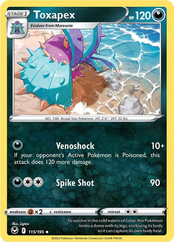 Pokemon | Toxapex (115/195) [Sword & Shield: Silver Tempest] | The Nerd Merchant