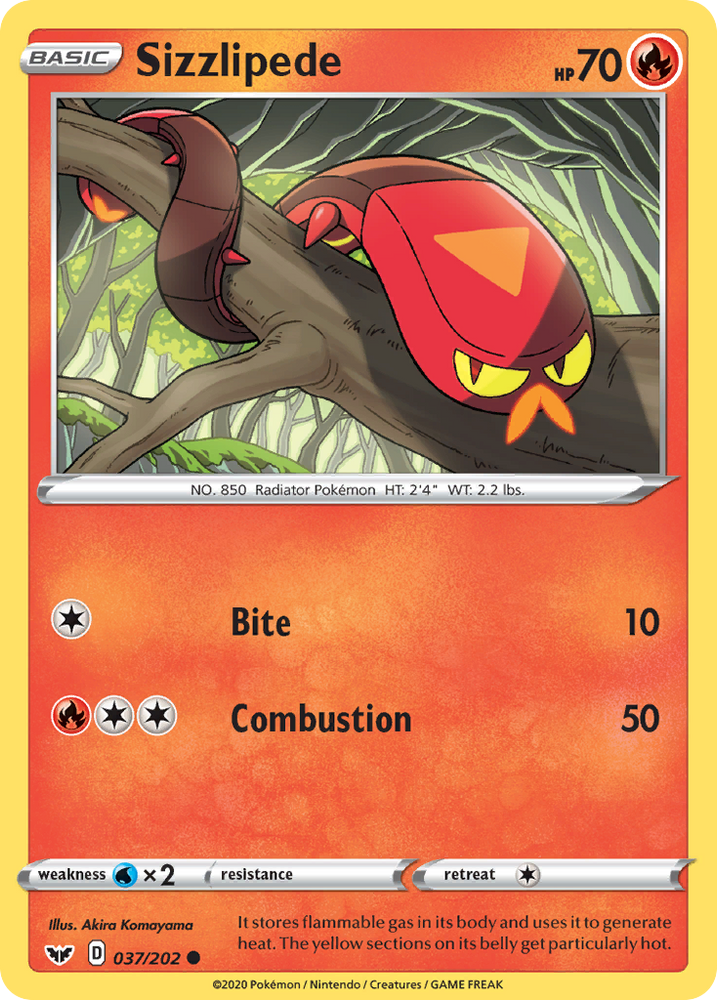 Pokemon | Sizzlipede (037/202) [Sword & Shield: Base Set] | The Nerd Merchant