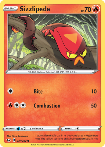 Pokemon | Sizzlipede (037/202) [Sword & Shield: Base Set] | The Nerd Merchant