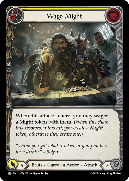 Flesh and Blood TCG | Wage Might (Yellow) [HVY150] (Heavy Hitters)  Rainbow Foil | The Nerd Merchant